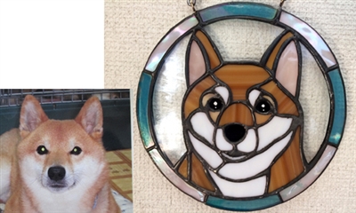シンプル犬の肖像画ステンドグラス 制作費と詳細と注意事項